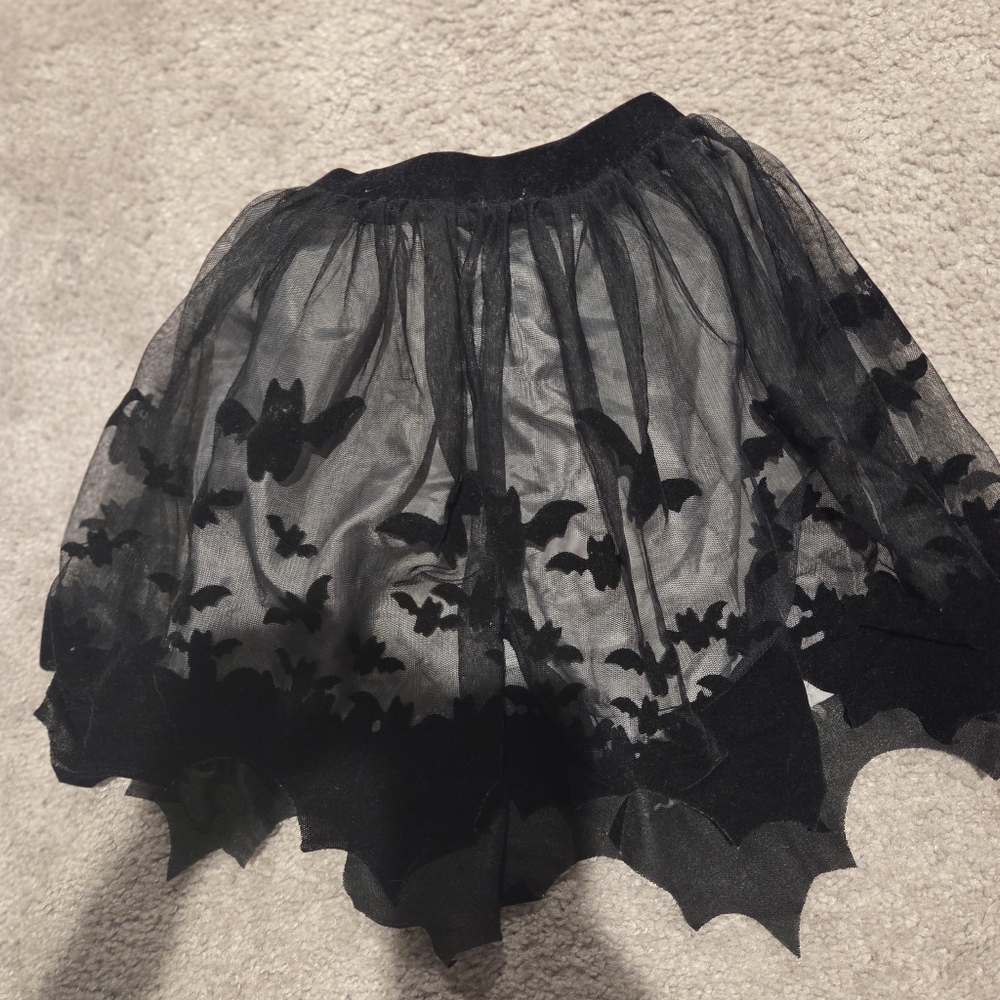 H&M Black Sheer Skirt with Bat Motif